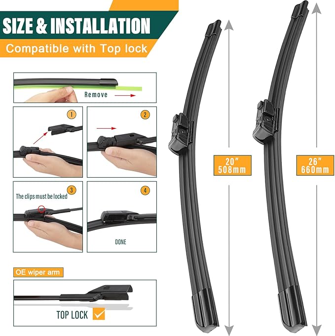 Windshield Wiper Blades Replacement for Lexus RX350 RX450h 2016 2017 2018 2019 2020 2021 2022,Original Equipment Replacement Front Rear Wiper Blade Set - 26" 20" 16" (Set of 3)
