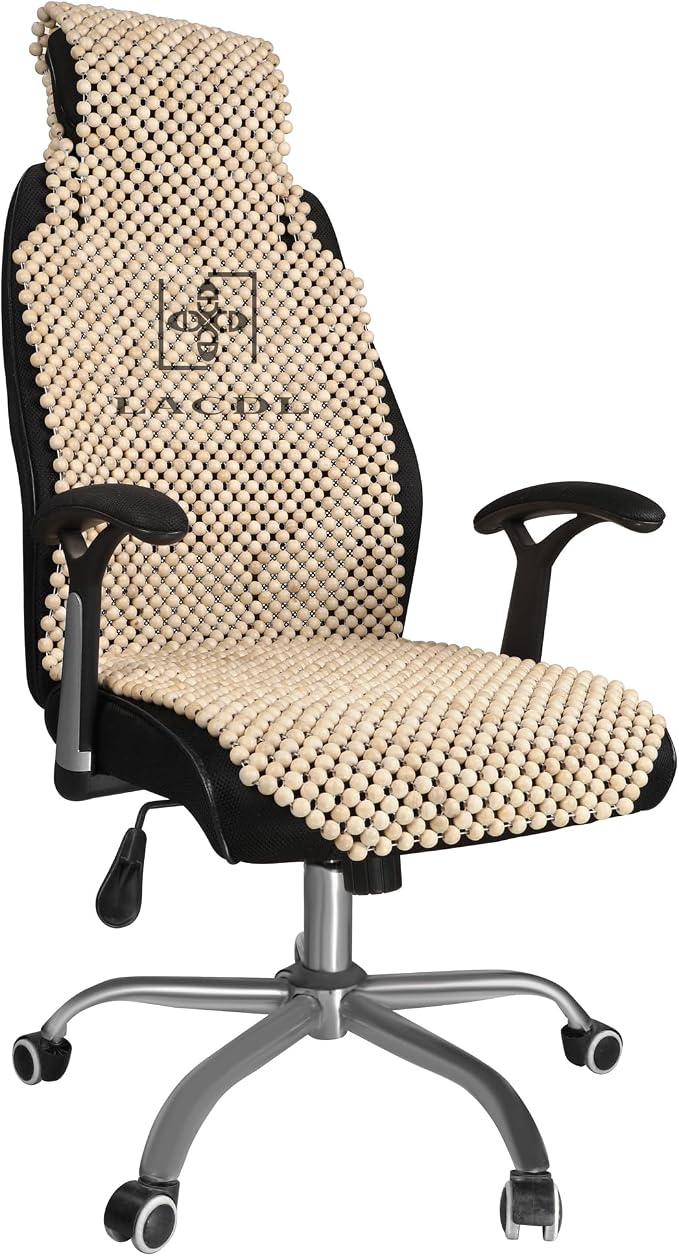LACDL Beaded Car Seat Covers, Natural Wood Bead Seat Cushion for Trucks, Automotive Summer Ventilated Seat Cooling Pad, Wooden Massage Breathing Jeep Seat weat Protector, Head Fixed, 1pc LL208