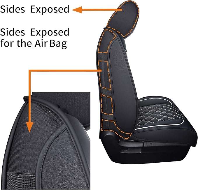 YIERTAI Seat Covers for Toyota Tundra Truck Custom Fit 2008-2023 2024 2025 2026 Crewmax Double Cab Crew Cab Waterproof Leather Airbag Compatible(2 PCS Front only/Black-White)
