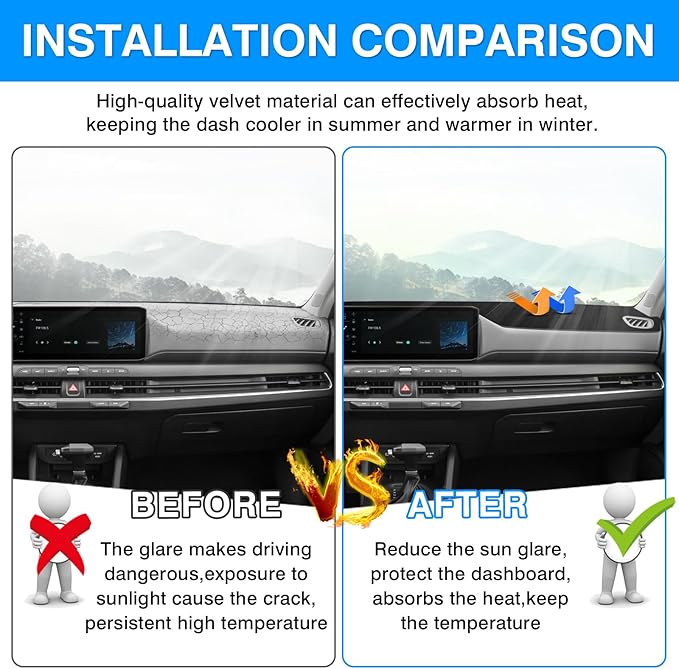 Autorder Dashboard Cover Mat for kia k4 2025 2026 Accessories Dash Cover Upgrade Flannel Dash Mat Sunshade Glare UV Rays Protector