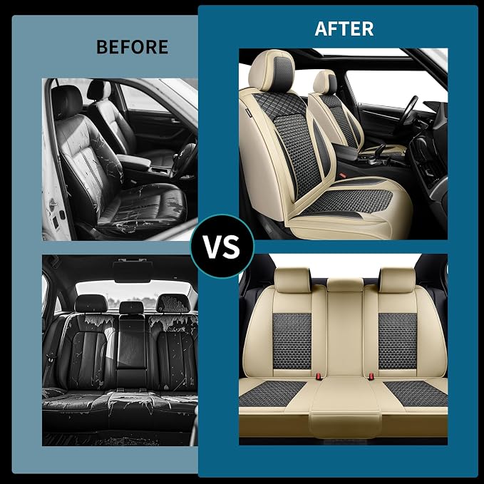 Fit Altima Ice Silk Cooling Car Seat Covers for Nissan Altima 2012-2025 2026, Breathable Seat Protector, Anti-Slip & Scratch-Resistant，Sweatproof Auto Cushion Covers（5 Seats, Beige）