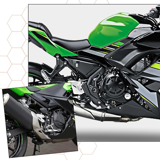 FOVPLUE Front Driver Footrests Kit,Rider Foot pegs+gear shift lever/brake pedal+footpeg brackets+gear shift rod+protection fins for Kawasaki Ninja 400 2018-2024,Z400 2019-2024,NINJA 500/Z500 2024-2025