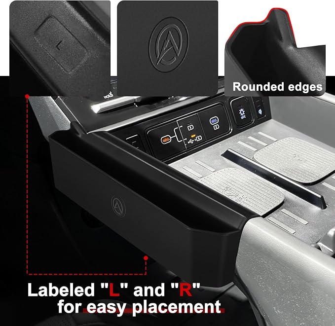 Muslogy Console Organizer Compatible with 2024 2025 2026 Hyundai Santa Fe Accessories Middle Console Storage Box Left & Right Set Interior Phone Pocket with Anti-Slip Mats