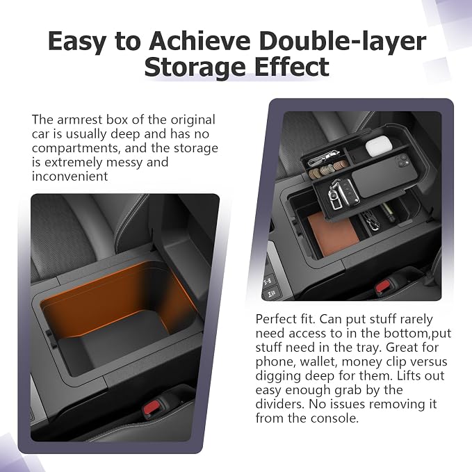 LUWU Land Cruiser 2024 2025 2026 Center Console Organizer 2PCS 2026 Land Cruiser 1958/Base LC250 Accessories Armrest Box Armrest Organizer Tray (NOT for First Edition Cool Box Chilled Center Console)