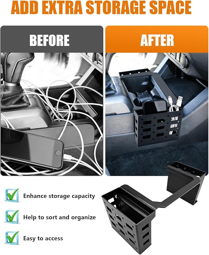 Center Console Gear Shift Organizer for Tacoma 2016-2023 Automatic Only | Aluminum Alloy, Gear Shifter Side Storage Tray