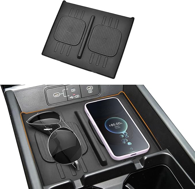 Wireless Charger Mat Center Console Non-Slip Fit Hyundai Santa Fe 2024 2025 2026 Car Accessories Wireless Charging Protective Pad Phone Charge Area Protection Heat Insulating Silicone Material
