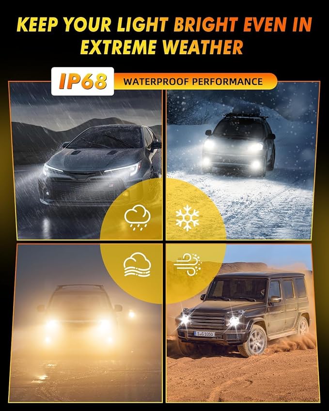 Termitor H13/9008 Light Bulb, 50,000LM, 6500K Pure White, Pack of 2 | 1:1 Halogen Size, IP68 Waterproof, 3-Min Quick Install, 9008/H13 Light For UTV ATV Offroad Vehicles