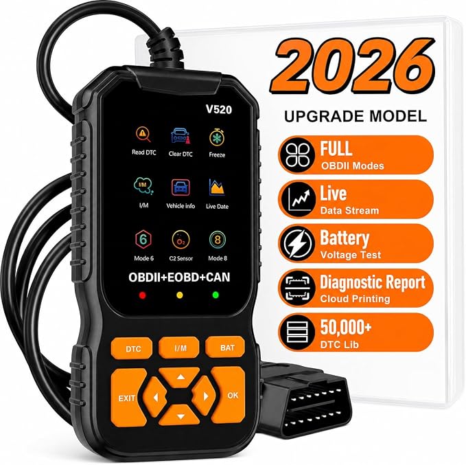 V520 OBD2 Diagnostic Scanner Tool - Quickly Engine Check Light Code Reader, Voltage Tester, I/M Readiness, Reset, and Code Eraser, Suitable for All OBD II Protocol Car & Truck Since 1996