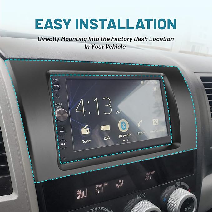 NuIth Matt Double DIN Radio Dash Kits for Toyota 2007-2013 Tundra/2008-2022 Sequoia, Double Din Mount Housing Bracket Installation Trim Bezel Kit Installation Aftermarket Stereo (Dash Kit+Radio Wire)