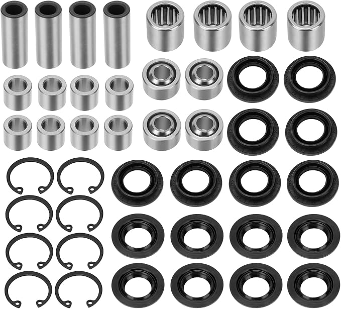 Front Uppper & Lower A Arm Bearing Seal Shaft Rebuild Repair Kit 2 Side for Kawasaki KFX450R 2008-2014 KFX700 2004-2011 OEM# 92046-1046 92049-1223 59266-0013 59266-1011 42036-1376 92152-1455 481J2400
