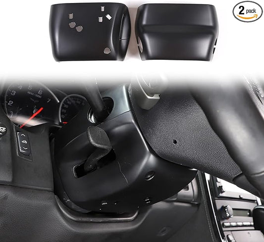 Steering Column Cover Trim Kit Compatible with Chevy Corvette C6 2005-2013, Carbon Fiber Pattern Steering Wheel Base Trim Cover Accessories (Matte Black)
