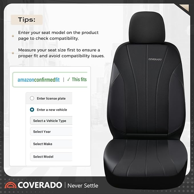Coverado Seat Covers, Red Car Seat Covers Full Set, Automotive Seat Covers 5 Seats, Waterproof Black Car Seat Protectors Universal Fit for SUVs Trucks Sedans