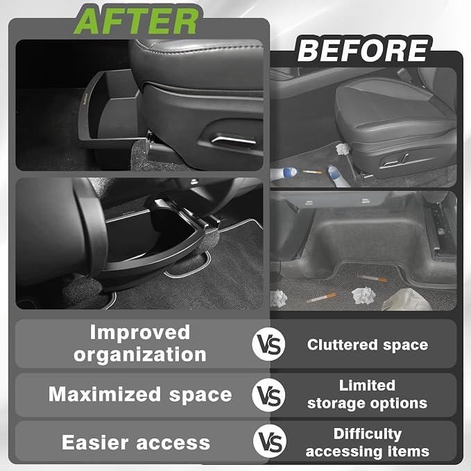 BestEvMod for 2026+ Model Y Juniper Refresh 3PCS Storage Bundle Trash Can Backseat Storage Box Garbage Rear Bin Can Anti-Slip Rear Center Console Organizer 1 + Under Seat Organizer Box2