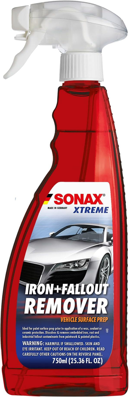 SONAX Iron+Fallout Remover 513400 | High-Performance Decontamination Spray for Paint & Wheels | Dissolves Stubborn Iron Deposits, Industrial Fallout, & Lime Stains | Easy Application | 750ml