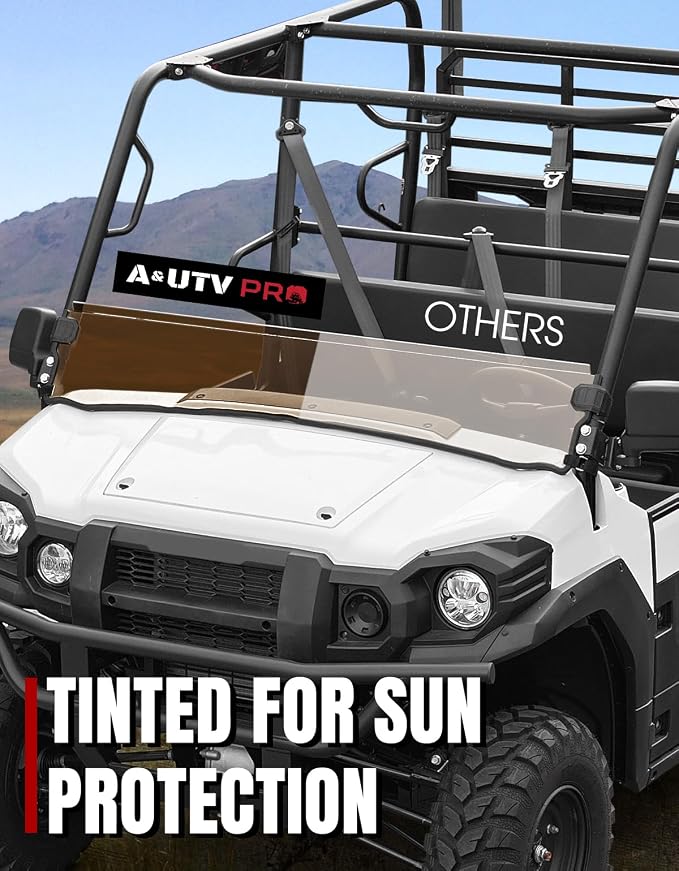 A & UTV PRO Front Dark Half Windshield for Kawasaki Mule Pro, Tinted Windshield for Kawasaki Mule Pro FXT DXT DX FX 2015-2025 Accessories