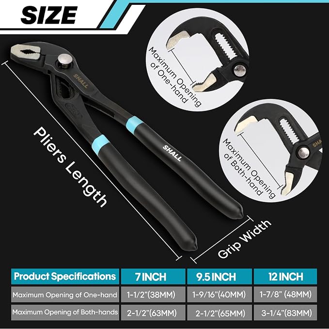SHALL Water Pump Pliers & Wrench Set