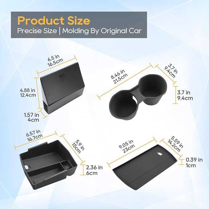 LFOTPP Forester Center Console Organizer for 2025 Forester Accessories, Armrest Storage Box+Silicone Cup Holder+Hidden Box+Wireless Charging Protective Pad Non-Slip Mat 4Pcs,NOT for 2025 Wilderness
