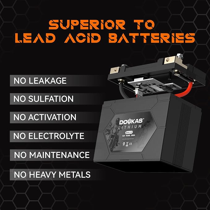 DKL30 YTX30L-BS 800A LiFePO4 Motorcycle Lithium Battery, 12V 8Ah Powersports Battery, Compatible Jet Ski, ATV, Lawn Mower, Scooter, Generator Battery, Snowmobile