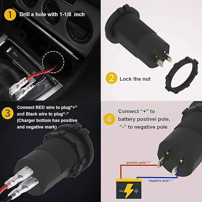 4X Quick Charge 4.0 PD QC 3.0 USB Car Charger 12V 24V 60W USB Outlet Fast Charger for Car, Boat, Truck, RV, Motorcycle