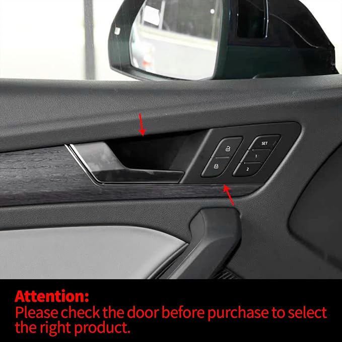 Door Lock Button Panel Cover Compatible with Audi Q5 2018-2025, Inner Door Lock Button Panel Cover for Audi Q5 Sportback, ABS Carbon Fiber Interior Trim, NO Memory Seat Button Trim
