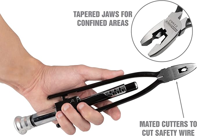 OEMTOOLS 22662 9 Inch Reversible Wire Twister Pliers with Steel Wire, Left and Right Twists, Aviation Pliers, Automotive Wire Tools, Pliers for Mechanics