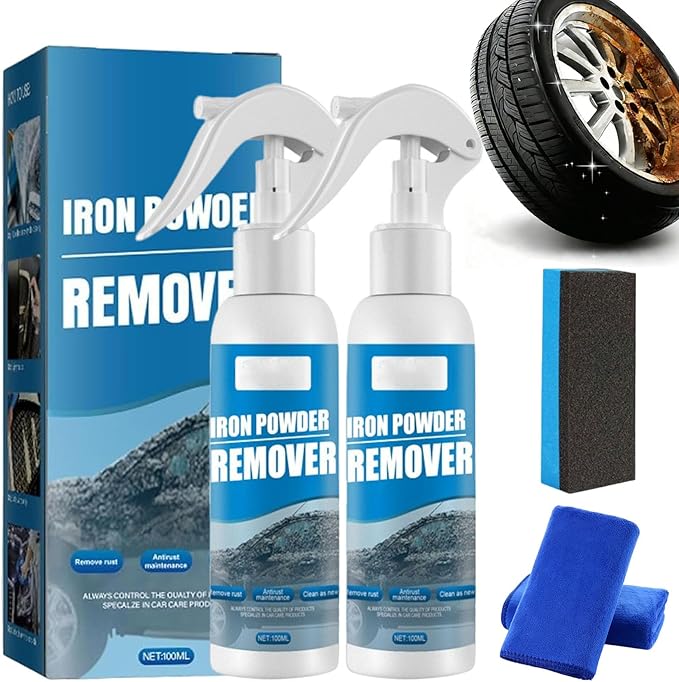 Multi-functional Quick-acting Rust Removal Spray, Upgraded Iron Powder Remover Spray, Portable Car Rust Removal Spray, Fast-Action Rust Eliminator & Metal Care Spray (2PC-Standard Version(100ML))