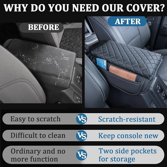 TOPINSTALL Sun Visor Sunglass Holder and Console Armrest Cover Compatible with Ford Bronco 2021-2025 Accessories, Glasses Box Card Storage Organizer, Armrest PU Leather Protector Cover(Not for Sport)