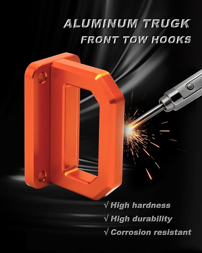 Front Tow Hooks, D-Ring Shackle Compatible with 2003-2018 Ram 2500 3500 2WD & 4WD - Replace OEM 68171791AA, 52020587AB (Orange)