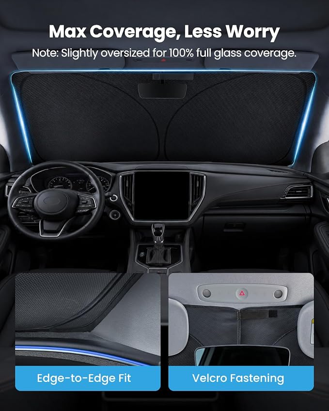 REEVAA 2026 3rd Pro Windshield Sunshade for 2020-2026 Subaru Outback | Dual-Layer Heat & Sun Defense, OEM Design | Foldable Sun Shade Car Accessories with Storage Bag