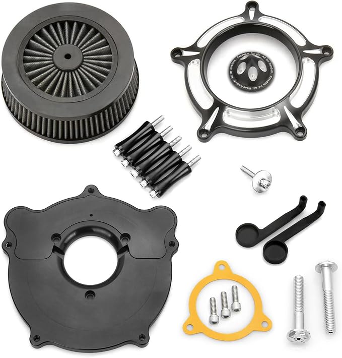 For harley air cleaner filter Sportster Softail Touring street road king glide Dyna for harley davidson air intake filters (Contrast Cut - Gray Filter, C-For Touring 08-16, Softail 16-17)
