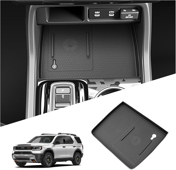 SKTU for 2026 Honda Passport Wireless Charging Mat 2026+ Passport Center Console Non-Slip Pad 2026 Passport Console Mat Honda Passport 2026 Accessories Rubber Console Mat Durable