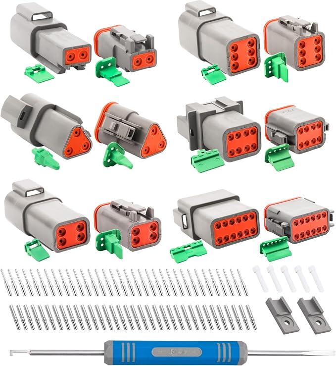 JRready DT Deutsch Connector Kit IP68 Waterproof for Car, Boat, Truck, Motorcycle, DRK-RT1B Deutsch Pin Removal Tool, Pin Socket Contact/Wedgelock Removal Tool for Deutsch DT, DTM, DTV, DRB,