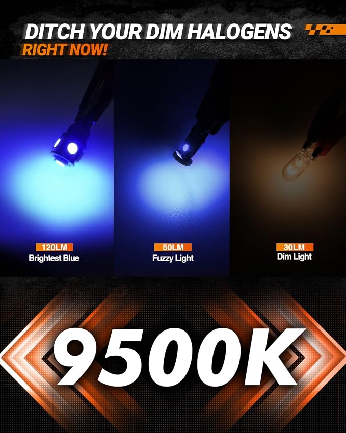 SEALIGHT 194 LED Bulbs, 168 W5W 2825 LED Bulb 6000K Brilliant Blue Super Bright Replacement for Dash Board Light, License Plate Light, Dome Light, Map Light,Courtesy Light (Pack of 10)