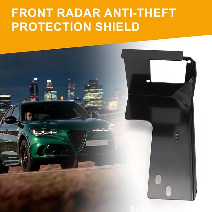 Aluminium Radar Protection Shield for Alfa Romeo Stelvio Excludes QV | Black, Anti-Theft Guard, No Signal Interference, Uses OEM Screws, Protects Radar from Stones and Debris