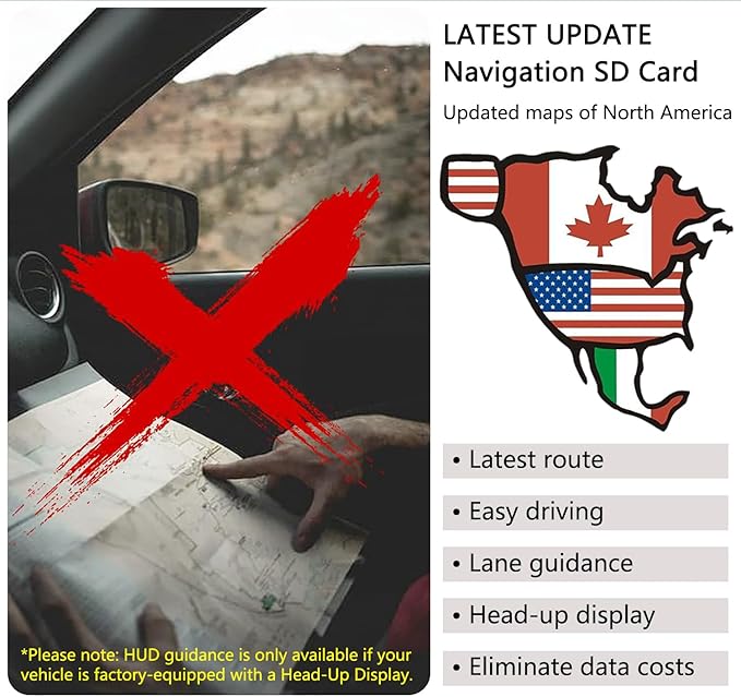 Navigation SD Card with HUD Display Compatible with 2019-2020 Mazda 3, 2020 CX30 - BDGF66EZ1B, Also Fits 2021 3/CX30(VIN Check Required), USA Canada Mexico Maps