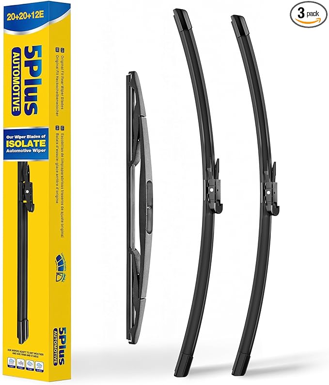 5 PLUS Wipers Replacement for Ford Escape 2008-2012 Windshield Wiper Blades,20"+20" Windshield Wipers with 12" Rear Wiper Blade - Factory Fit & All-Season OEM Quality (Pack of 3)