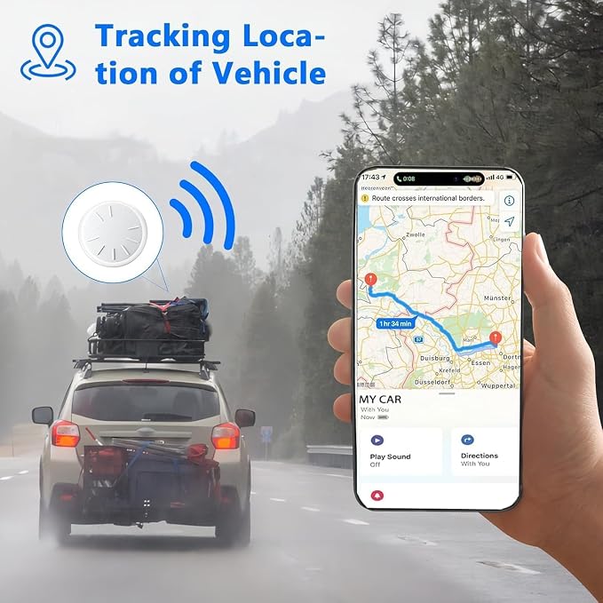 GPS Tracker for Vehicles,Mini Hidden Car Tracker with Magnetic Case,No Monthly Fee Real Time GPS Car Tracker Works with Apple Find My(iOS Only) (White,1PCS)
