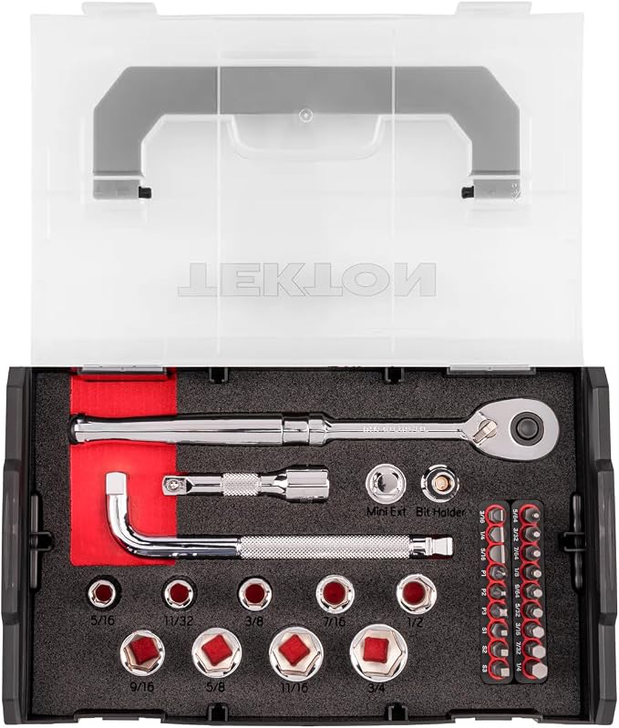 TEKTON 3/8 Inch Drive 6-Point Socket Set, 32-Piece | SKT96100