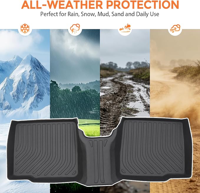 Floor Mats for Ford Explorer 7 Passenger Bench Seat 2011-2014 (Not for 6-Seat Captain Chairs), Custom Fit Heavy Duty TPE All Weather Protection, Waterproof Non-Slip Black (Three-Row Floor Mats)