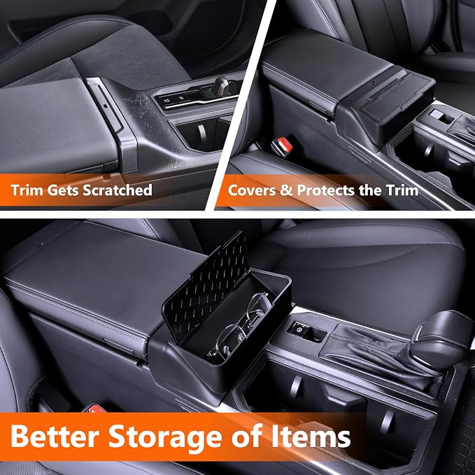 For Center Console Organizer Tray for 2026 Toyota RAV4 Hybrid&RAV4 Plug-in Hybrid with Cover Lid - [Keeps Flush with the Armrest Lid for Enhanced Driving Comfort] - Black