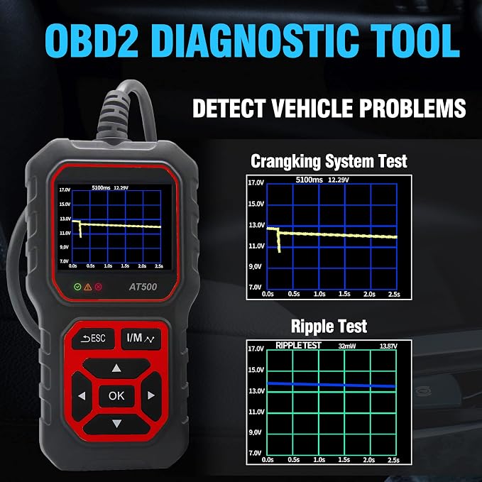 AT500 Car OBD2 Scanner Code Reader Engine Fault Code Reader Professional Diagnostic Tool Check Engine Light Scan Tool for OBD II Protocol Cars Since 1996