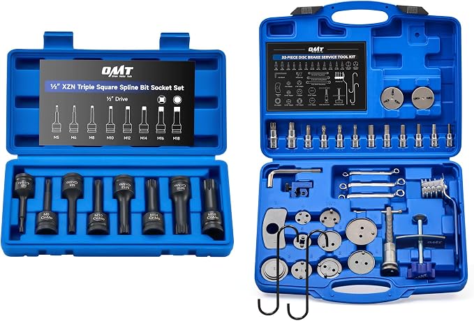 Orion Motor Tech XZN Triple Square Spline Bit Sockets & 34pc Brake Caliper Tool Set, Bundle