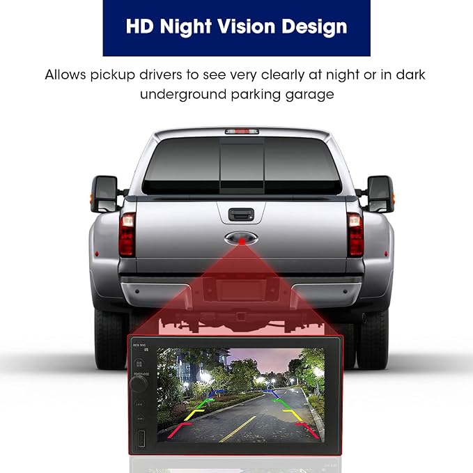 Aftermarket Emblem Backup Camera with Housing Bezel Kit Fit for Ford F150 F250 F350 F450 F550 (2004-2016), HD 700TVL Night Vision, RCA Input Reverse Camera, IP69K Waterproof for Trucks