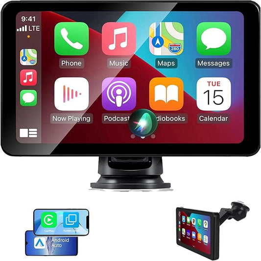 Apple Carplay Screen for Car, 7" HD Portable Car Stereo Touch Screen for Apple Carplay & Android Auto, Audio Receivers with Voice Control, Mirror Link, Bluetooth, Siri, AirPlay,GPS Navigation