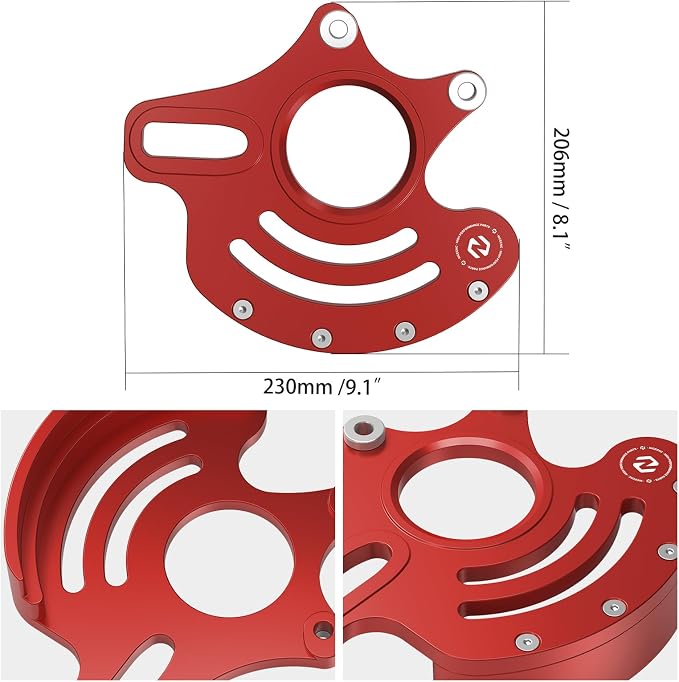 NICECNC Rear Caliper Bracket Disc Brake Guard 11mm Aluminum Compatible with Yamaha YFZ450R 2009 2010 2011 2012-2022, Red
