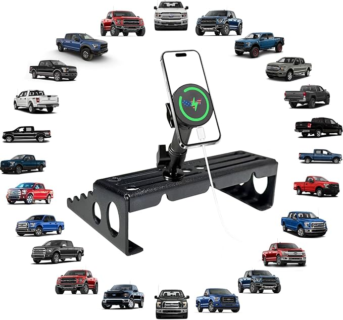 F150 Magnetic Phone Mount Compatible with 2015-2019 2020 Ford F150 F-150& 2017-2022 F250/F350 Super Duty Truck Accessories Metal Cell Phone Holder Dash Platform Mount