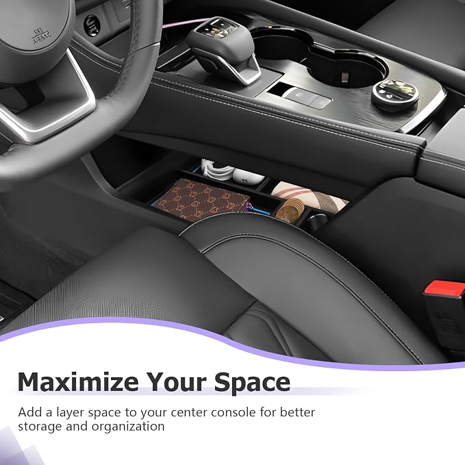 LUWU 2025 2026 Rogue Lower Center Console Tray Storage Box for 2021 2022 2023 2024 2025 2026 N issan Rogue Accessories Armrest Console Organizer ABS Material Blue-trim
