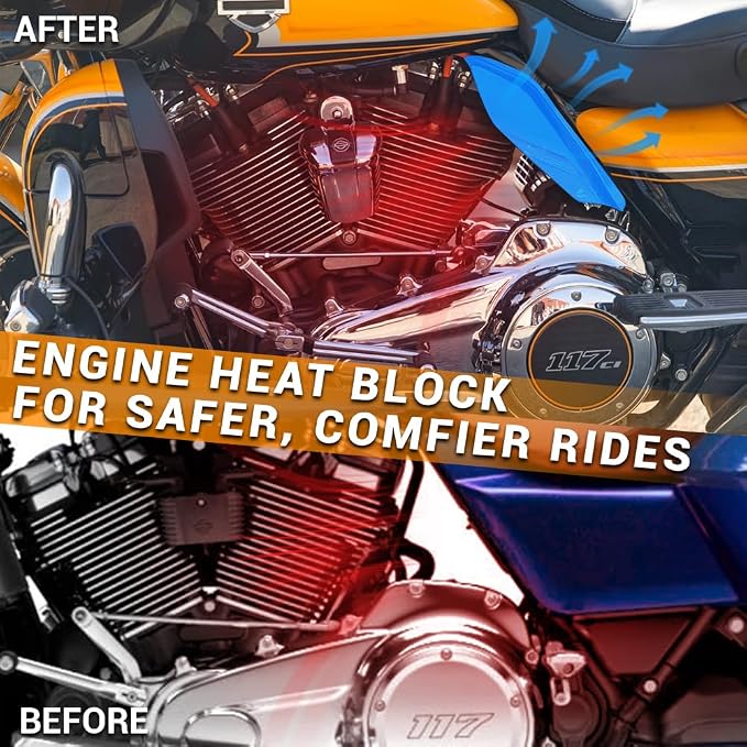 Color - Matched Mid Frame Air Deflectors Heat Shield, Perfectly Fit for Harley Touring Models 2009-2026 Electric Blue