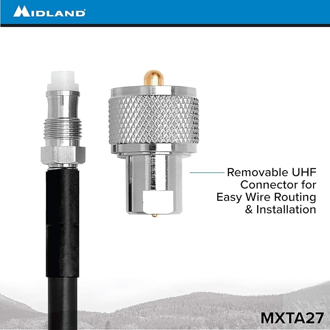 Midland – MXTA27 MicroMobile Universal Lip Mount with NMO Connector and 6M Cable – Fits Most Trunks/Car Hoods