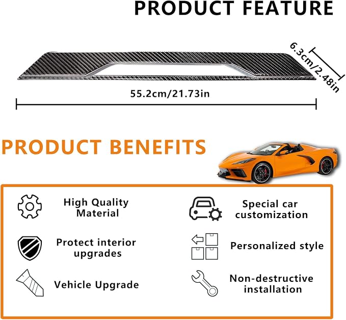 Real Carbon Fiber Inner Door Sill Protector Compatible with Corvette C8 2020-2026, Door Sill Plates Interior Decor Sticker Accessories